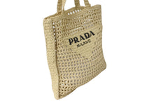 画像をギャラリービューアに読み込む, 極美品 PRADA プラダ RAFIA ラフィア トートバッグ カゴバッグ ストロー ウィッカーイタリア製 ベージュ ブラック 中古 63959 