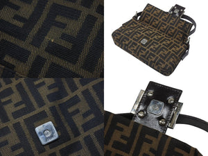 FENDI フェンディ マンマバケット ワンショルダーバッグ 26424 ズッカ柄 キャンバス レザー ブラウン シルバー金具 美品 中古 4b006396