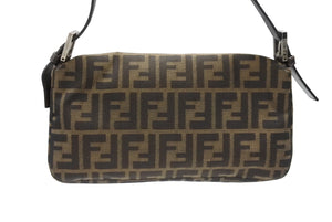 FENDI フェンディ マンマバケット ワンショルダーバッグ 26424 ズッカ柄 キャンバス レザー ブラウン シルバー金具 美品 中古 4b006396