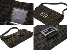 Load image into Gallery viewer, FENDI フェンディ マンマバケット ワンショルダーバッグ 26424 ズッカ柄 キャンバス レザー ブラウン シルバー金具 美品 中古 4b006396