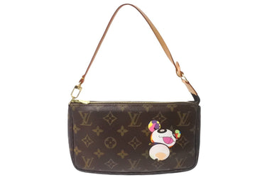 極美品 LOUIS VUITTON ルイヴィトン ハンドバッグ ポシェット アクセソワール 村上隆 M51981 パンダ モノグラム ゴールド金具 中古 63962