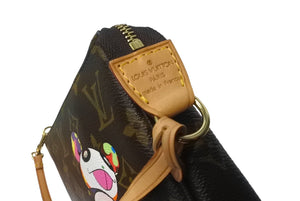 極美品 LOUIS VUITTON ルイヴィトン ハンドバッグ ポシェット アクセソワール 村上隆 M51981 パンダ モノグラム ゴールド金具 中古 63962