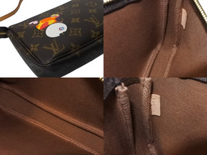 極美品 LOUIS VUITTON ルイヴィトン ハンドバッグ ポシェット アクセソワール 村上隆 M51981 パンダ モノグラム ゴールド金具 中古 63962