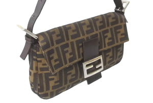 FENDI フェンディ マンマバケット ハンドバッグ ズッカ柄 ズッカブラウン シルバー金具 美品 中古 63965 