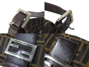 FENDI フェンディ マンマバケット ハンドバッグ ズッカ柄 ズッカブラウン シルバー金具 美品 中古 63965 