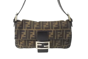 FENDI フェンディ マンマバケット ハンドバッグ ズッカ柄 ズッカブラウン シルバー金具 美品 中古 63966 