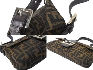 FENDI フェンディ マンマバケット ハンドバッグ ズッカ柄 ズッカブラウン シルバー金具 美品 中古 63966 