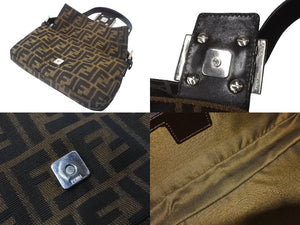 FENDI フェンディ マンマバケット ハンドバッグ ズッカ柄 ズッカブラウン シルバー金具 美品 中古 63966 