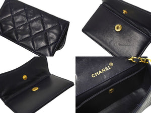 CHANEL シャネル ミニマトラッセ ショルダーバッグ ココマーク 14番台 バイカラー ラムスキン ホワイト ネイビー 美品 中古 63971