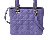 Load image into Gallery viewer, Christian Dior クリスチャンディオール レディディオール カナージュ 2WAY ハンドバッグ ミディアム パープル 美品 中古 63972