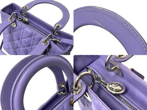 Christian Dior クリスチャンディオール レディディオール カナージュ 2WAY ハンドバッグ ミディアム パープル 美品 中古 63972