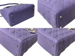 Christian Dior クリスチャンディオール レディディオール カナージュ 2WAY ハンドバッグ ミディアム パープル 美品 中古 63972