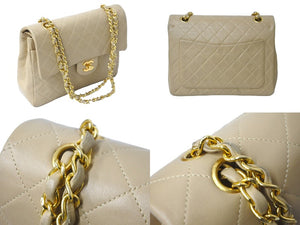CHANEL シャネル マトラッセ25 縦長 チェーンショルダーバッグ 1番台 ベージュ ゴールド金具 良品 中古 63973