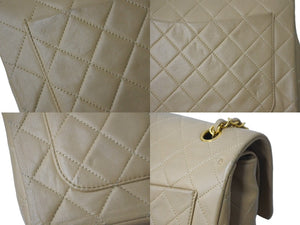 CHANEL シャネル マトラッセ25 縦長 チェーンショルダーバッグ 1番台 ベージュ ゴールド金具 良品 中古 63973