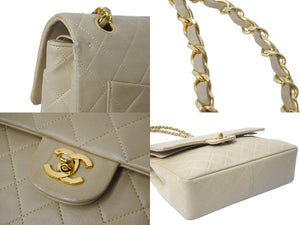 CHANEL シャネル マトラッセ25 縦長 チェーンショルダーバッグ 1番台 ベージュ ゴールド金具 良品 中古 63973