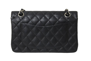 CHANEL シャネル Wフラップ 23 ショルダーバッグ キャビアスキン 11番台 マトラッセ シルバー金具 ブラック 中古 63974