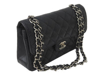 Load image into Gallery viewer, CHANEL シャネル Wフラップ 23 ショルダーバッグ キャビアスキン 11番台 マトラッセ シルバー金具 ブラック 中古 63974
