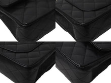 Load image into Gallery viewer, CHANEL シャネル Wフラップ 23 ショルダーバッグ キャビアスキン 11番台 マトラッセ シルバー金具 ブラック 中古 63974