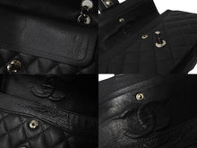 Load image into Gallery viewer, CHANEL シャネル Wフラップ 23 ショルダーバッグ キャビアスキン 11番台 マトラッセ シルバー金具 ブラック 中古 63974