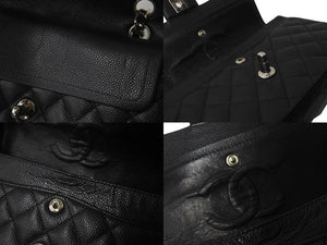CHANEL シャネル Wフラップ 23 ショルダーバッグ キャビアスキン 11番台 マトラッセ シルバー金具 ブラック 中古 63974