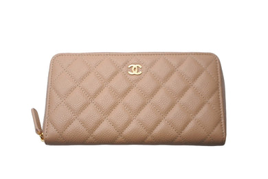 新品同様 CHANEL シャネル 長財布 31番台 ココマーク ベージュ キャビアスキン ゴールド金具 中古 63976