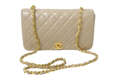 CHANEL シャネル フルフラップマトラッセ24 2番台 シングルチェーンショルダーバッグ ベージュ ゴールド金具 美品 中古 63978