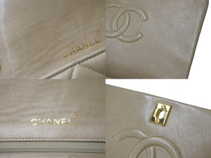 CHANEL シャネル フルフラップマトラッセ24 2番台 シングルチェーンショルダーバッグ ベージュ ゴールド金具 美品 中古 63978