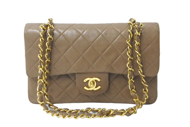 CHANEL シャネル マトラッセWフラップチェーンショルダーバッグ 2番台 ラムスキン 23cm ブラウン ゴールド金具 美品 中古 63980