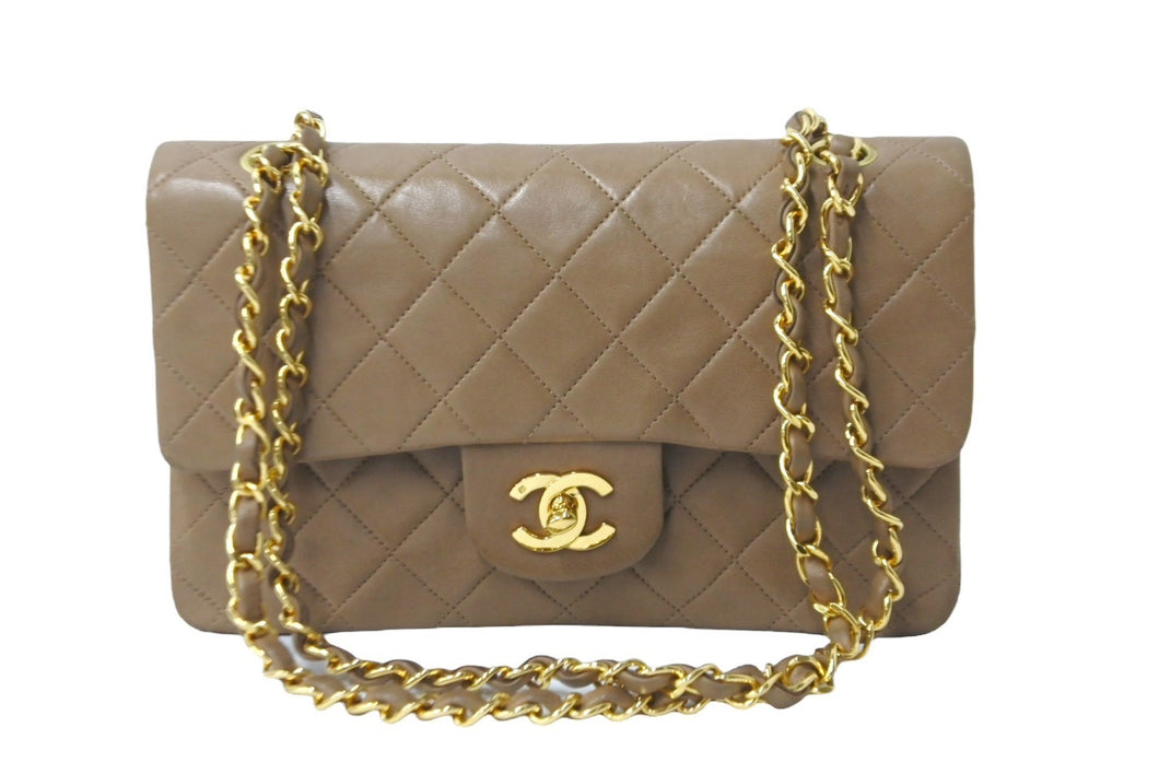 CHANEL シャネル マトラッセWフラップチェーンショルダーバッグ 2番台 ラムスキン 23cm ブラウン ゴールド金具 美品 中古 63980