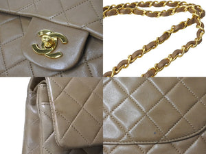CHANEL シャネル マトラッセWフラップチェーンショルダーバッグ 2番台 ラムスキン 23cm ブラウン ゴールド金具 美品 中古 63980