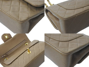 CHANEL シャネル マトラッセWフラップチェーンショルダーバッグ 2番台 ラムスキン 23cm ブラウン ゴールド金具 美品 中古 63980