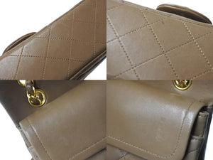 CHANEL シャネル マトラッセWフラップチェーンショルダーバッグ 2番台 ラムスキン 23cm ブラウン ゴールド金具 美品 中古 63980