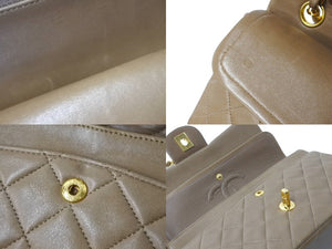 CHANEL シャネル マトラッセWフラップチェーンショルダーバッグ 2番台 ラムスキン 23cm ブラウン ゴールド金具 美品 中古 63980