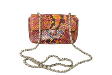 CHANEL シャネル ミニマトラッセ ショルダーバッグ ココマーク 6番台 レザー ピンク イエロー オレンジ 美品 中古 63981