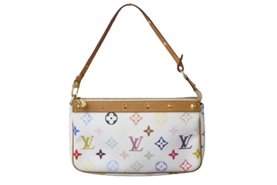 LOUIS VUITTON ルイヴィトン 村上隆 ポシェットアクセソワール マルチカラー ホワイト M92649 美品 中古 63985