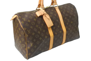 LOUIS VUITTON ルイ ヴィトン キーポル45 ボストンバッグ M41428 モノグラム PVCコーティングキャンバス ブラウン 美品 中古 63995