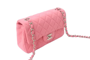 CHANEL シャネル ミニマトラッセ19 チェーンショルダーバッグ 19番台 ウール レザー ピンク シルバー金具 美品 中古 63997
