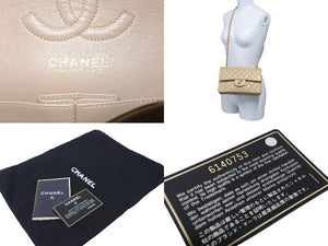 CHANEL シャネル マトラッセWフラップチェーンショルダーバッグ 6番台 ラムスキン 23cm ベージュ ゴールド金具 美品 中古 63998
