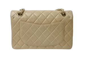 CHANEL シャネル マトラッセWフラップチェーンショルダーバッグ 6番台 ラムスキン 23cm ベージュ ゴールド金具 美品 中古 63998