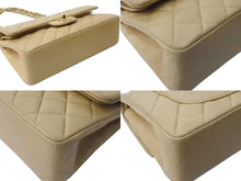 Load image into Gallery viewer, CHANEL シャネル マトラッセWフラップチェーンショルダーバッグ 6番台 ラムスキン 23cm ベージュ ゴールド金具 美品 中古 63998