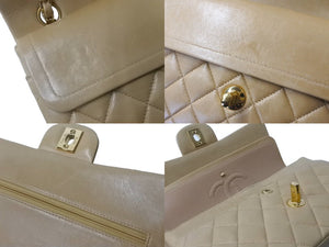 CHANEL シャネル マトラッセWフラップチェーンショルダーバッグ 6番台 ラムスキン 23cm ベージュ ゴールド金具 美品 中古 63998