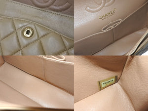 CHANEL シャネル マトラッセWフラップチェーンショルダーバッグ 6番台 ラムスキン 23cm ベージュ ゴールド金具 美品 中古 63998
