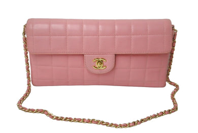 CHANEL シャネル チョコバー チェーンショルダーバッグ ラムスキン 7番台 ピンク ココマーク ゴールド金具 美品 中古 63999