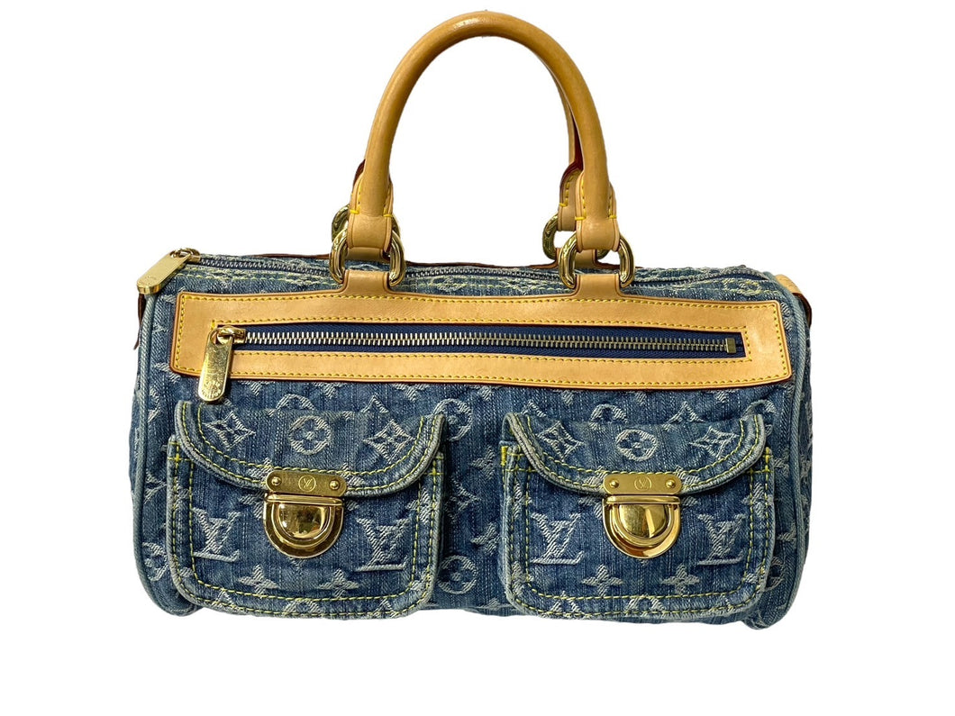 LOUIS VUITTON ルイヴィトン ハンドバッグ ネオスピーディ M95019 モノグラムデニム ゴールド金具 美品 中古 64001