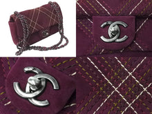 Load image into Gallery viewer, 極美品 CHANEL シャネル チェーンショルダーバッグ ステッチ スエード シングルフラップ 18番台 パープル 中古 64007