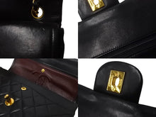 Load image into Gallery viewer, CHANEL シャネル Wフラップ マトラッセ チェーン ショルダーバッグ 23cm 1番台 ラムスキン ブラック ゴールド金具 美品 中古 64009