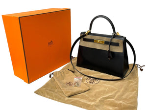 極美品 HERMES エルメス ケリー28 外縫い ブラック ◻︎E刻印