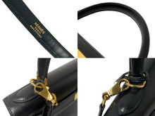 Load image into Gallery viewer, 極美品 HERMES エルメス ケリー28 外縫い ブラック ◻︎E刻印 カーフスキン ゴールド金具 ハンドバッグ 中古 64016