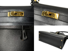Load image into Gallery viewer, 極美品 HERMES エルメス ケリー28 外縫い ブラック ◻︎E刻印 カーフスキン ゴールド金具 ハンドバッグ 中古 64016
