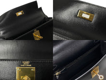 Load image into Gallery viewer, 極美品 HERMES エルメス ケリー28 外縫い ブラック ◻︎E刻印 カーフスキン ゴールド金具 ハンドバッグ 中古 64016